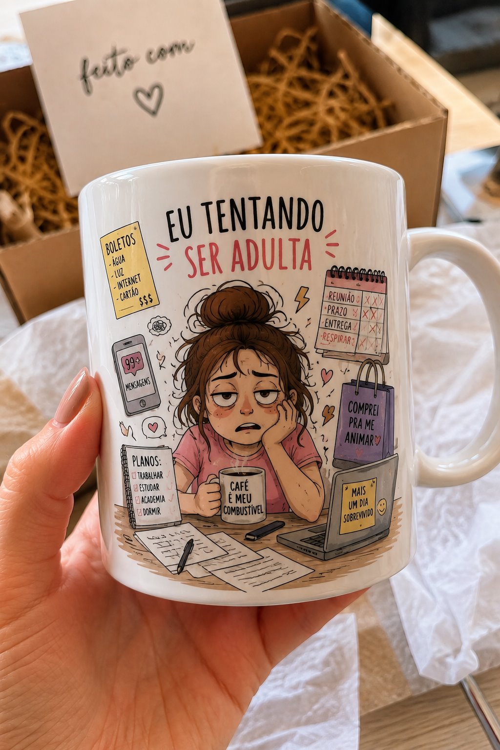 Caneca personalizada Eu tentando ser adulta